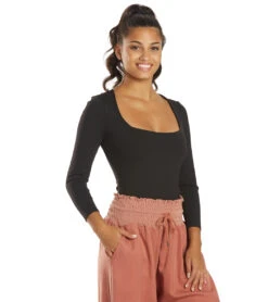 Free People Truth Or Square Bodysuit -Everyday Yoga 6613005271083 black 2a 1