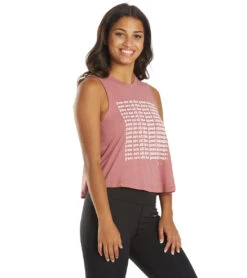 Spiritual Gangster Good Things Crop Tank Heather Winter Rose