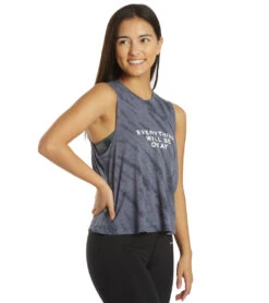 Spiritual Gangster Everything Crop Tank Steel Tie Dye