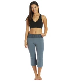 Hard Tail Contour Rolldown V-Split Capris Steel Blue -Everyday Yoga 6637055508523 steelblue 4a