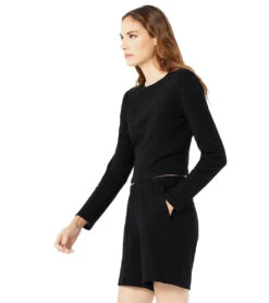 Bella + Canvas Long Sleeve Micro Rib Tee Solid Black Blend