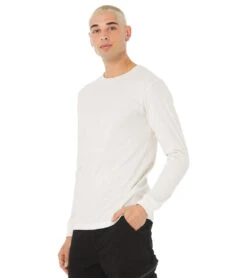 Bella + Canvas Sueded Airlume Long Sleeve Tee Vintage White