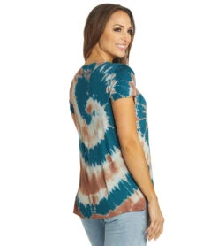 Yak & Yeti Spiral Tie Dye Loose Fit Tee 16 Yak & Yeti Spiral Tie Dye Loose Fit Tee -Everyday Yoga 6823871152171 teal 3a 1