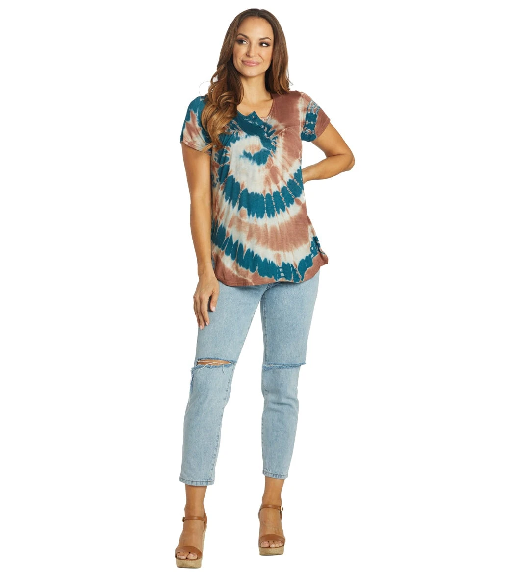 Yak & Yeti Spiral Tie Dye Loose Fit Tee Teal 5 Yak & Yeti Spiral Tie Dye Loose Fit Tee Teal - Image 3