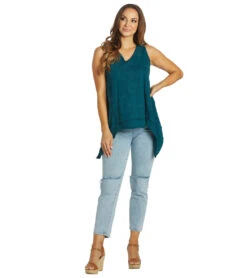 Yak & Yeti Top Patchwork Vintage Washed Tank 23 Yak & Yeti Top Patchwork Vintage Washed Tank -Everyday Yoga 6823872233515 teal 4a 1