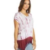 Yak & Yeti Gypsy Tie Dye Tassel Hem Tee Maroon -Everyday Yoga 6823872397355 maroon 2a