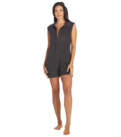 Year Of Ours Weekend Terry Romper -Everyday Yoga 6855336263723 black 4a 1