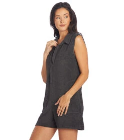 Year Of Ours Weekend Terry Romper -Everyday Yoga 6855336263723 black 5a 1