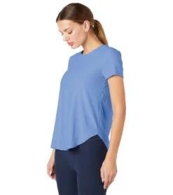 Beyond Yoga Featherweight Spacedye On The Down Low Yoga Tee Flower Blue Heather