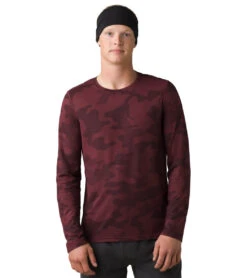 PrAna Men's Prospect Heights Graphic LS Maroon Camo -Everyday Yoga 7043871440939 marooncamo