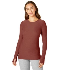 Beyond Yoga Featherweight Spacedye Classic Crew Pullover Grape Rose Heather -Everyday Yoga 7067097661483 graperoseheather