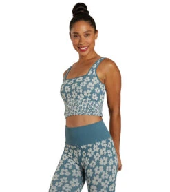 Spiritual Gangster Amara Jacquard Longline Bra Coastal Floral -Everyday Yoga 7072441892907 coastalfloral 4a