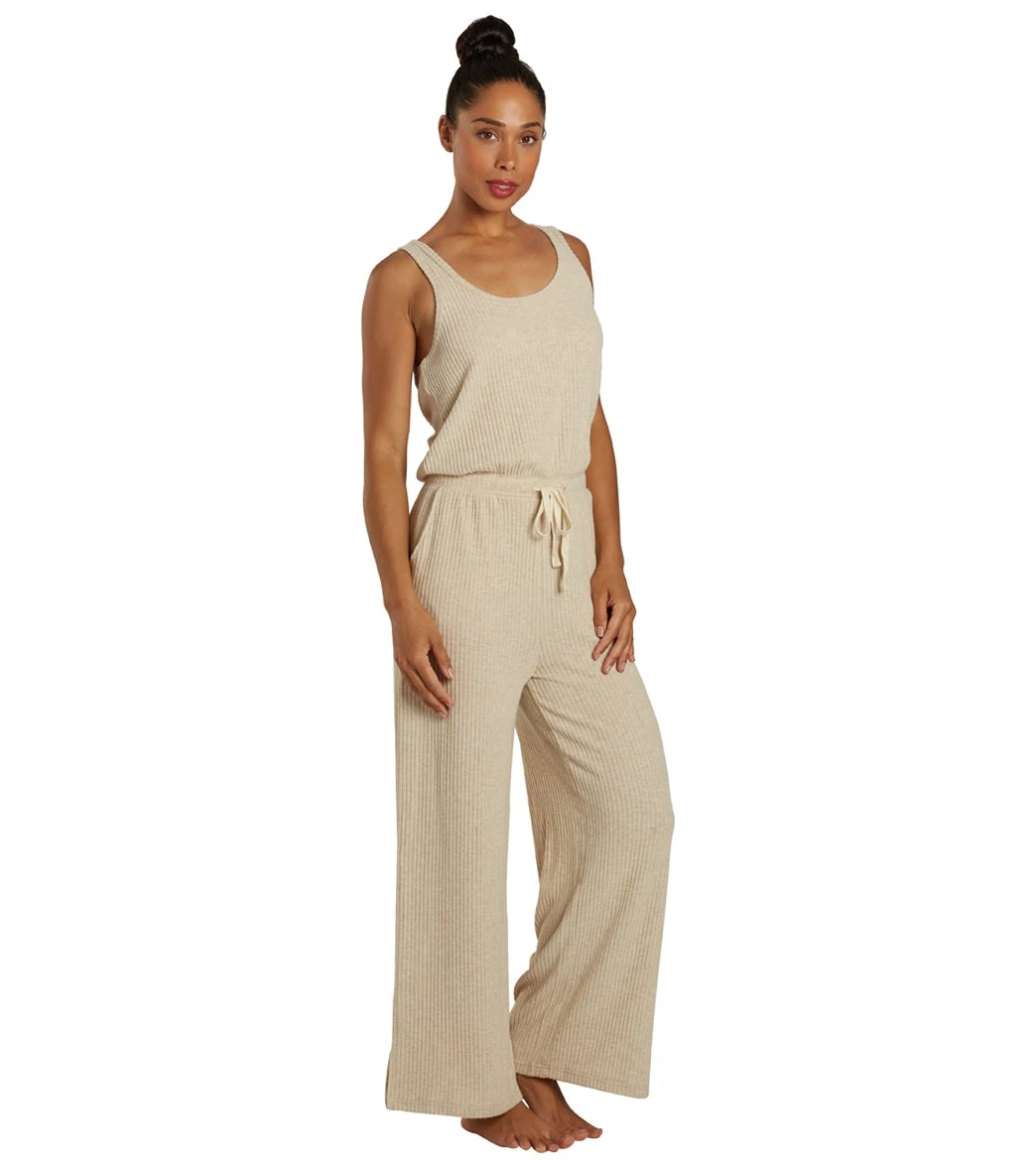 Spiritual Gangster Ballet Rib Wide Leg Perfect Jumpsuit Heather Oatmeal 3 Spiritual Gangster Ballet Rib Wide Leg Perfect Jumpsuit Heather Oatmeal