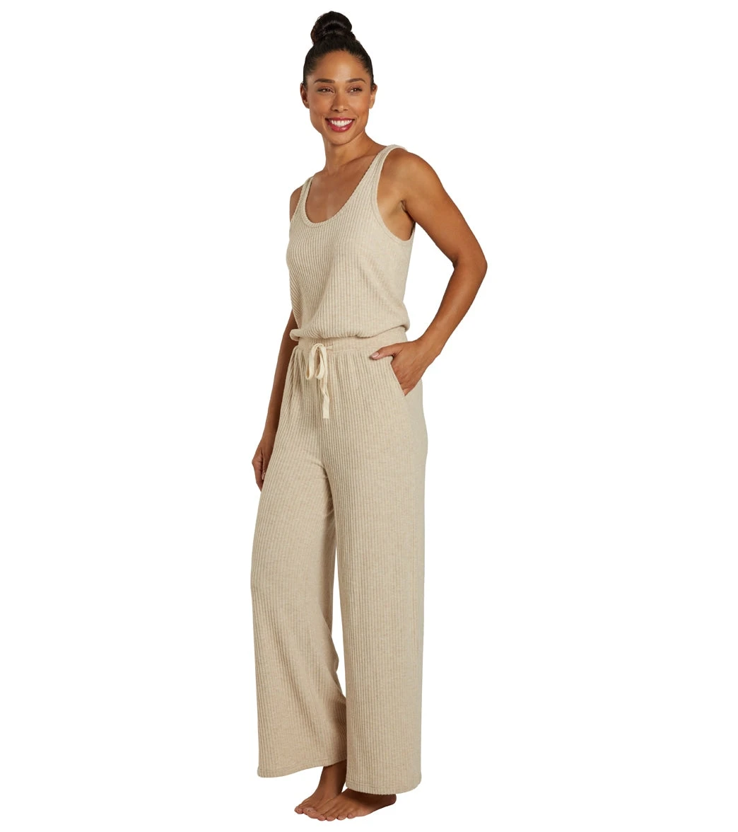 Spiritual Gangster Ballet Rib Wide Leg Perfect Jumpsuit Heather Oatmeal 5 Spiritual Gangster Ballet Rib Wide Leg Perfect Jumpsuit Heather Oatmeal - Image 3