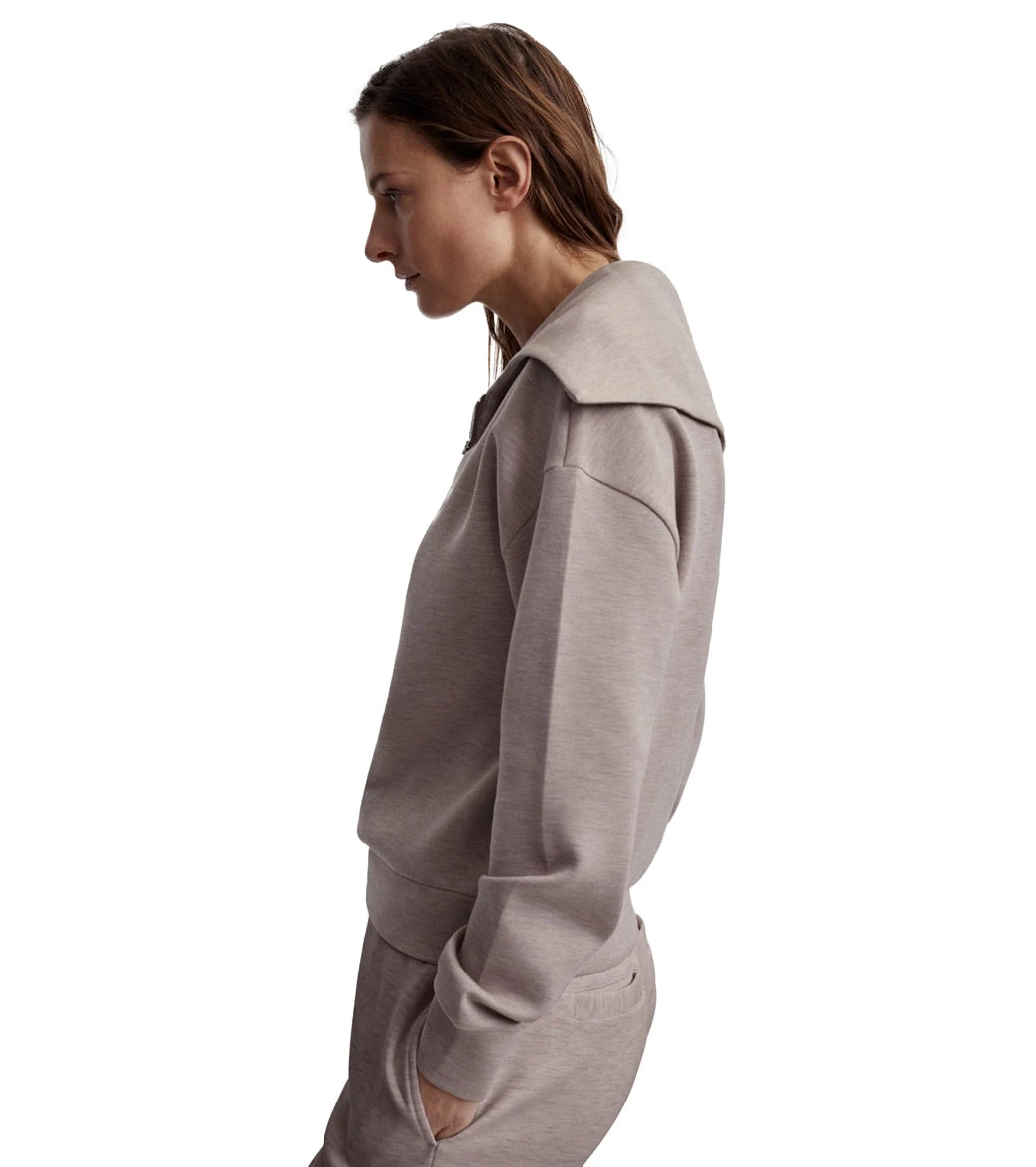 Varley Yates Half Zip Sweat Taupe Marl 3 Varley Yates Half Zip Sweat Taupe Marl