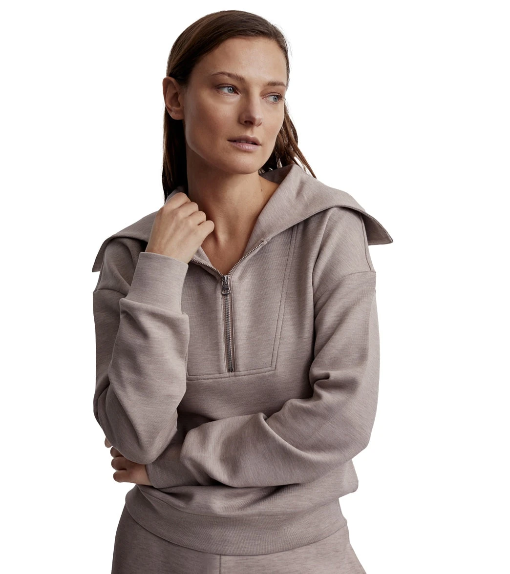 Varley Yates Half Zip Sweat Taupe Marl 5 Varley Yates Half Zip Sweat Taupe Marl - Image 3
