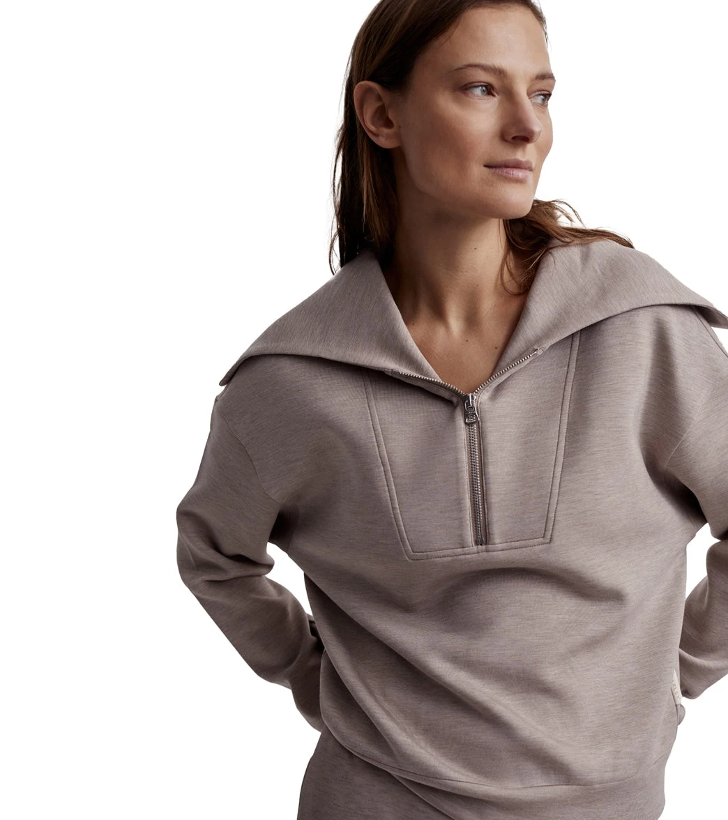 Varley Yates Half Zip Sweat Taupe Marl 6 Varley Yates Half Zip Sweat Taupe Marl - Image 4