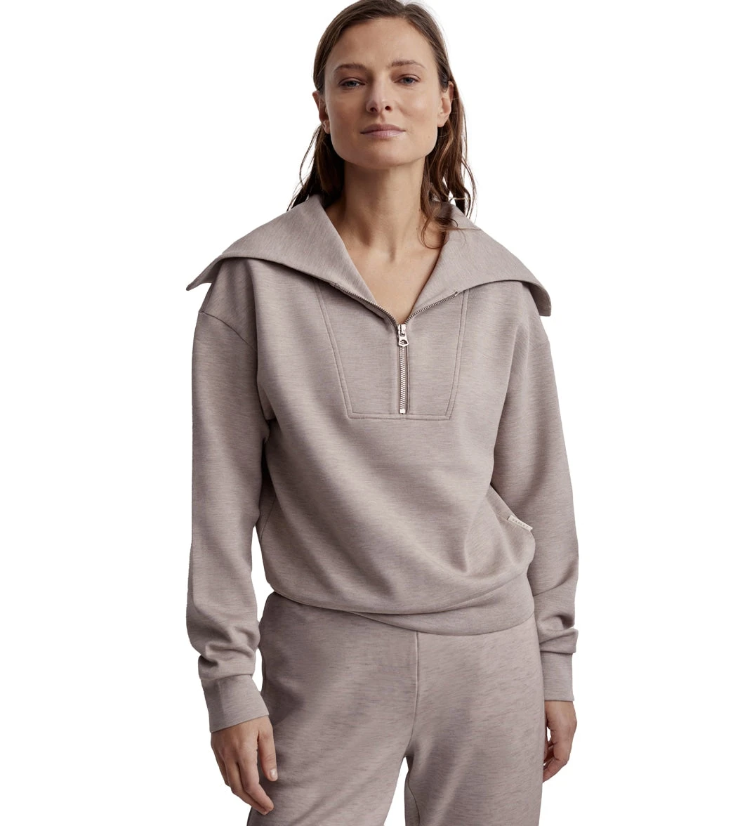 Varley Yates Half Zip Sweat Taupe Marl 7 Varley Yates Half Zip Sweat Taupe Marl - Image 5