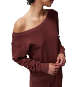 Spiritual Gangster Lofty Slub Rib Vida Long Sleeve Top -Everyday Yoga 7092966195243 washedburgundy 4a