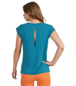 Thrive Societe Keyhole Back Tee Harbour Blue