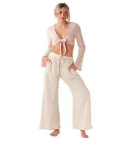 Lotus And Luna Wide Leg Cotton Pants With Pockets Cream -Everyday Yoga 7143835009067 cream 4a